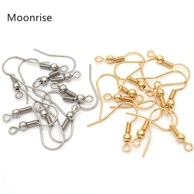 50pcs 316 Stainless Steel Hypoallergenic Earring Hooks Fish